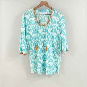 Tara Michelle 3/4 Sleeve Tunic Blue Size Medium